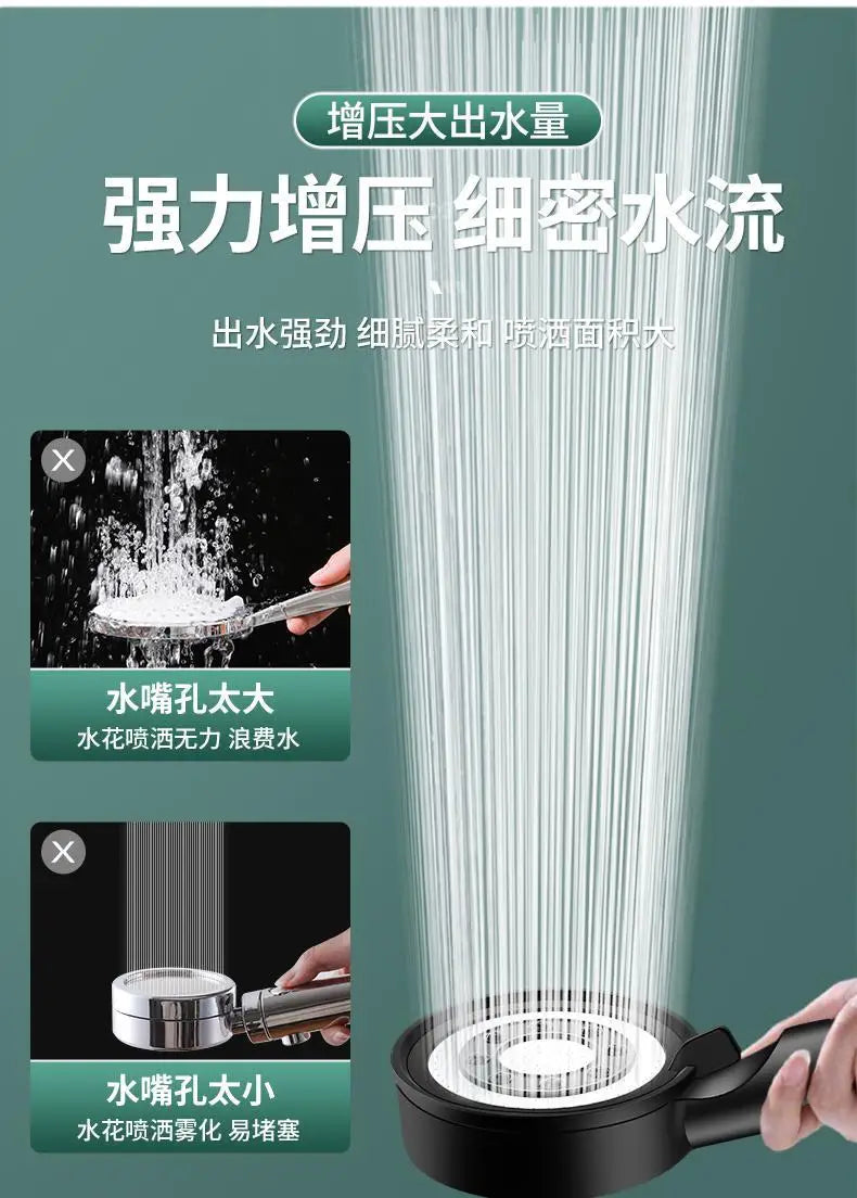 Black Silver Shower Head High Pressure 5 Modes Water Saving Nozzle Powerful Pressurized Spa Handheld Showers Bathroom accessorie