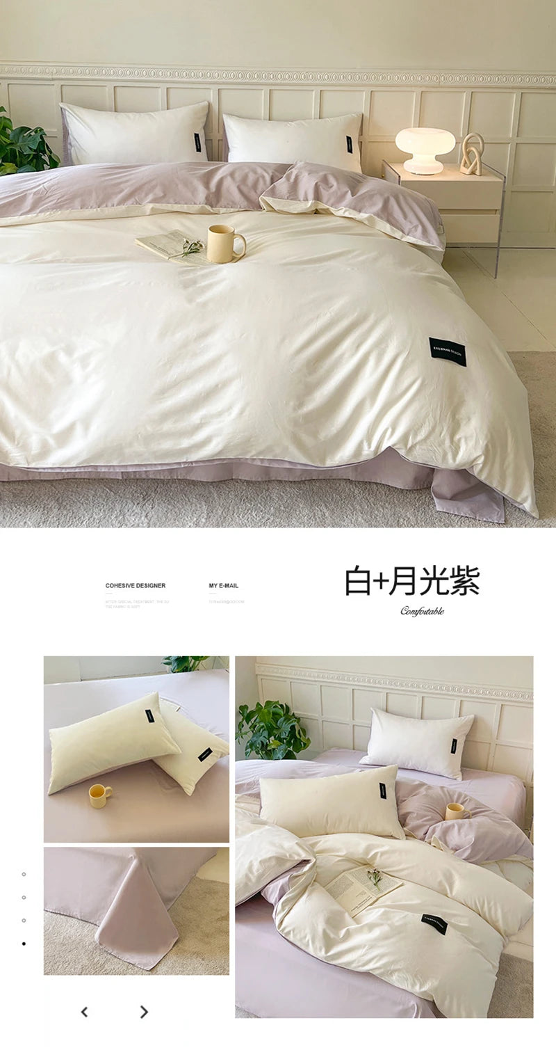 White Bedding Comforter Set with Pillowcase bed sheet Single Full Size Bed Linen Duvet Cover Set Queen/King Double Single Bed