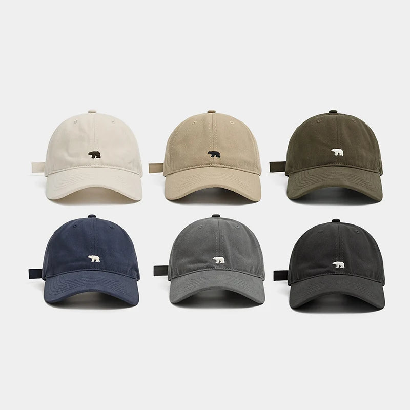 Polar Bear Embroidery Baseball Cap For Men Women Cotton Adjustable Snapback Bonnet Fashion Casual Sun Visors Unisex Peaked Hat