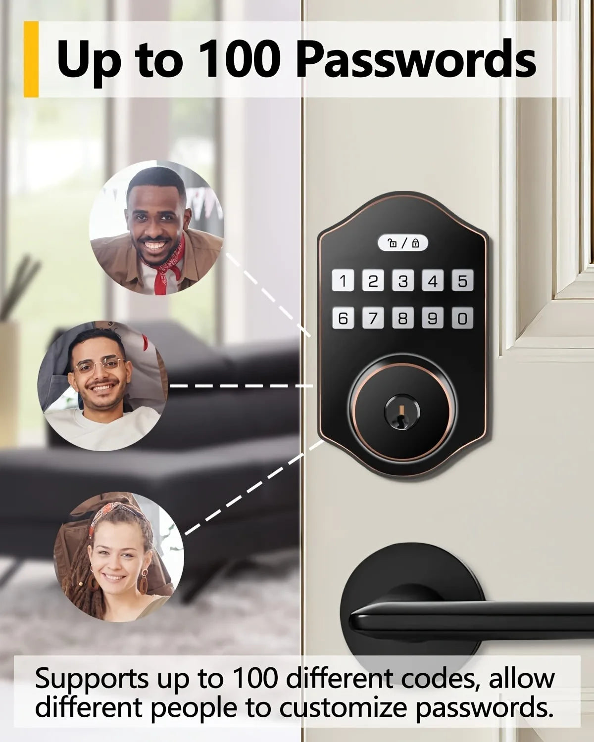 CIEPOJIT Smart Front Door Lock Deadbolt Keyless Entry Locks Digital Keypad Security For Home Unlock with password/key