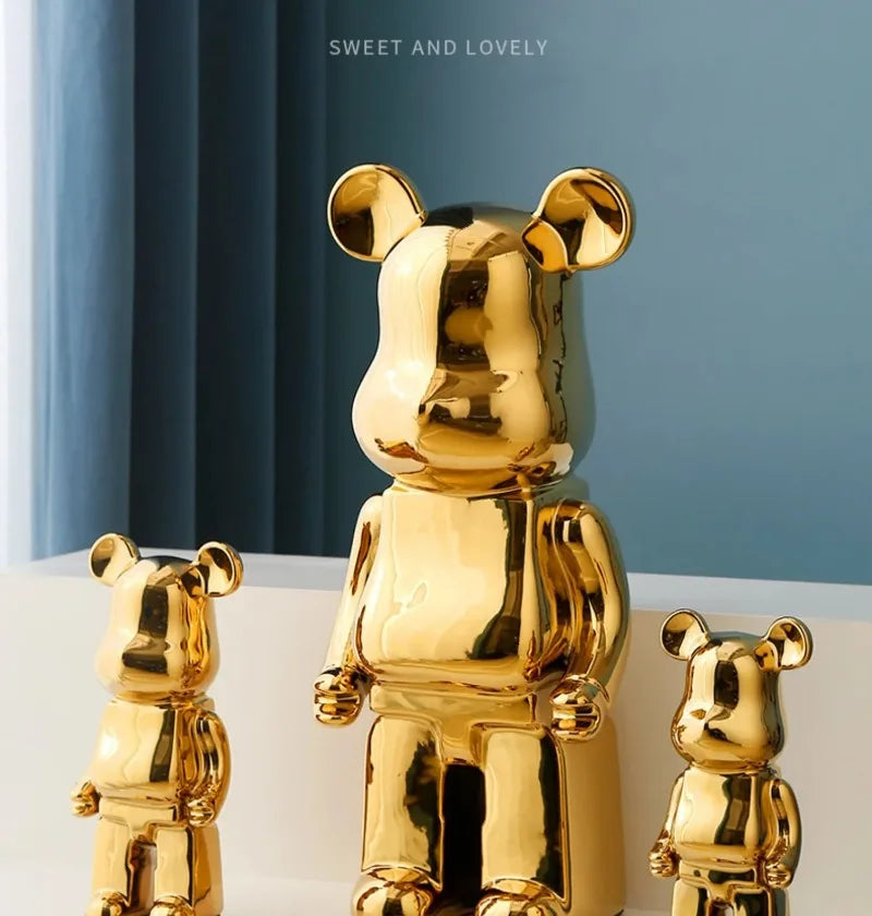 Aesthetic Bear Figure Ceramics Violent Bear Statue Animal Figurine Sculpture Decor Luxury Livingroom Decoration Desk Accessories