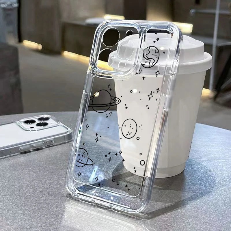 Flower Love Soft Silicone Phone Case For iPhone 16 15 14 13 12 11 Pro Max XS XR 7 8 15 Plus Transparent Shockproof Bumper Cover