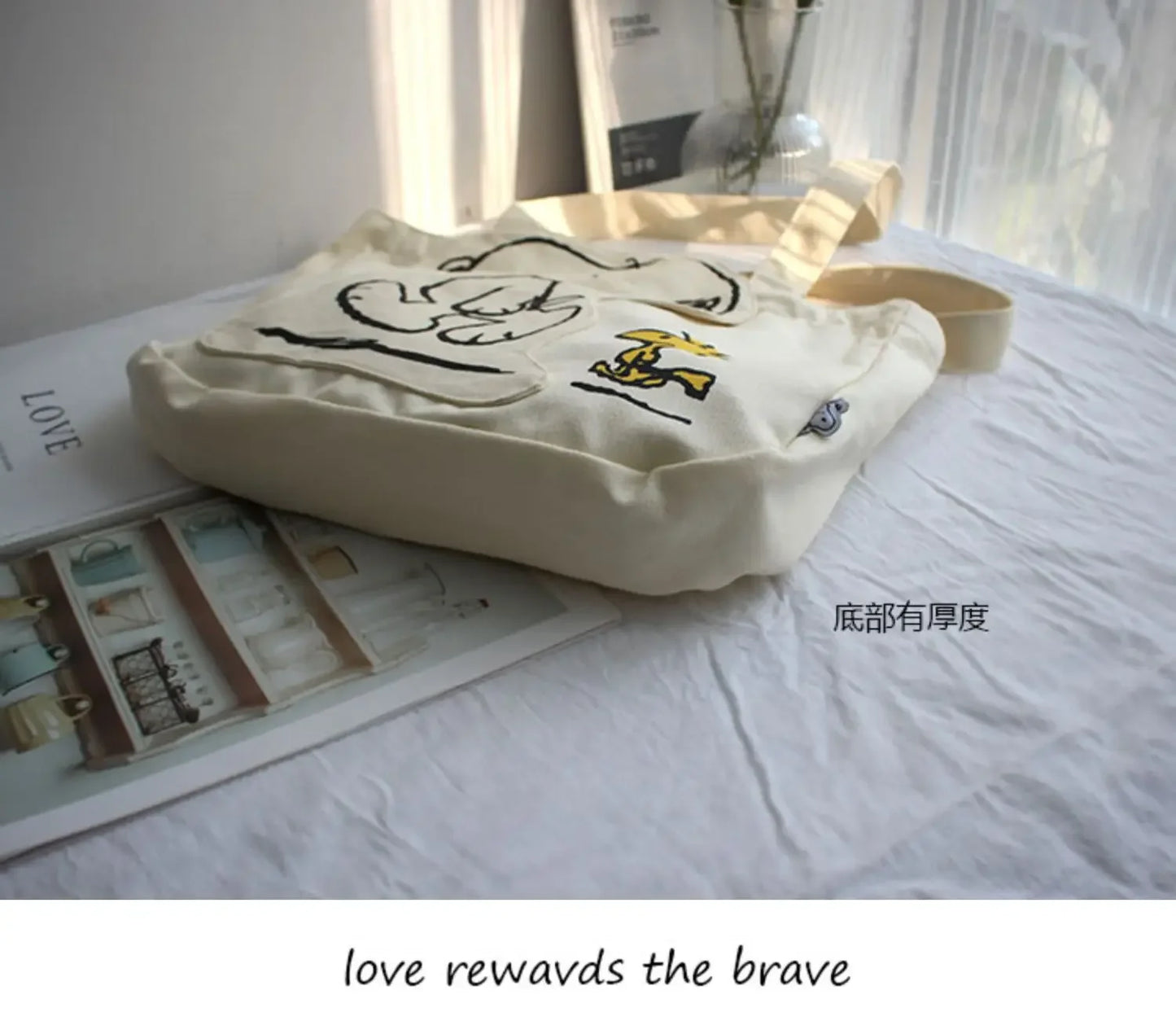 New Cartoon Fashion Snoopy Canvas Shoulder Bag Casual Cute Large Capacity Female Student Tuition Crossbody Bag