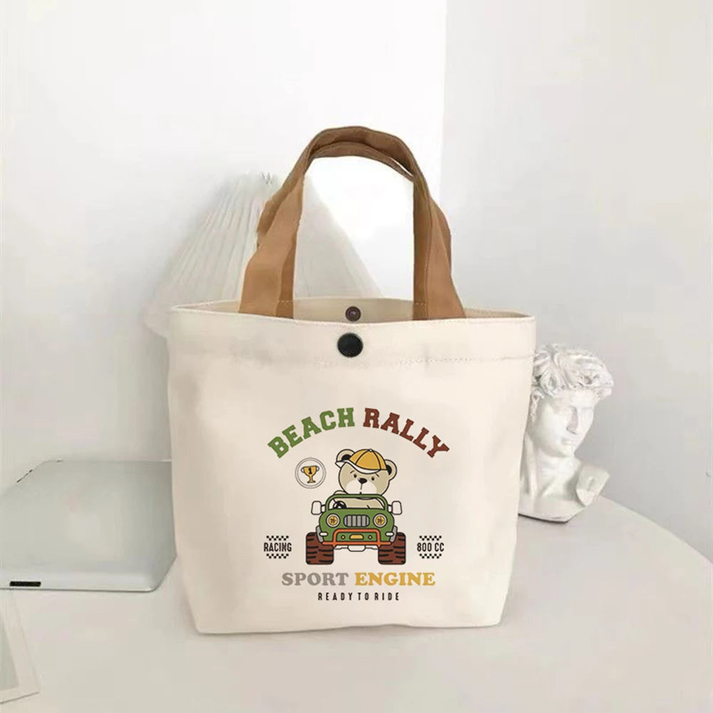 2024 New Canvas Bag Versatile Handbag Female Student Lunch Box Bag Simple Tote Bag Office Worker Lunch Bag Tote bag