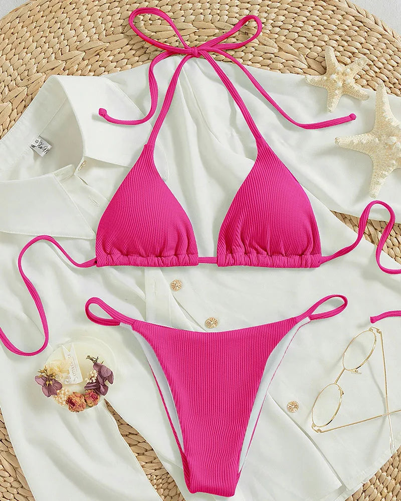 2025 New Bikini Set Pad Beach Triangle Swimwear Women XS-XL Maio Biquinis Swimsuit Tankini Femme Badpak Dames Mujer купальники