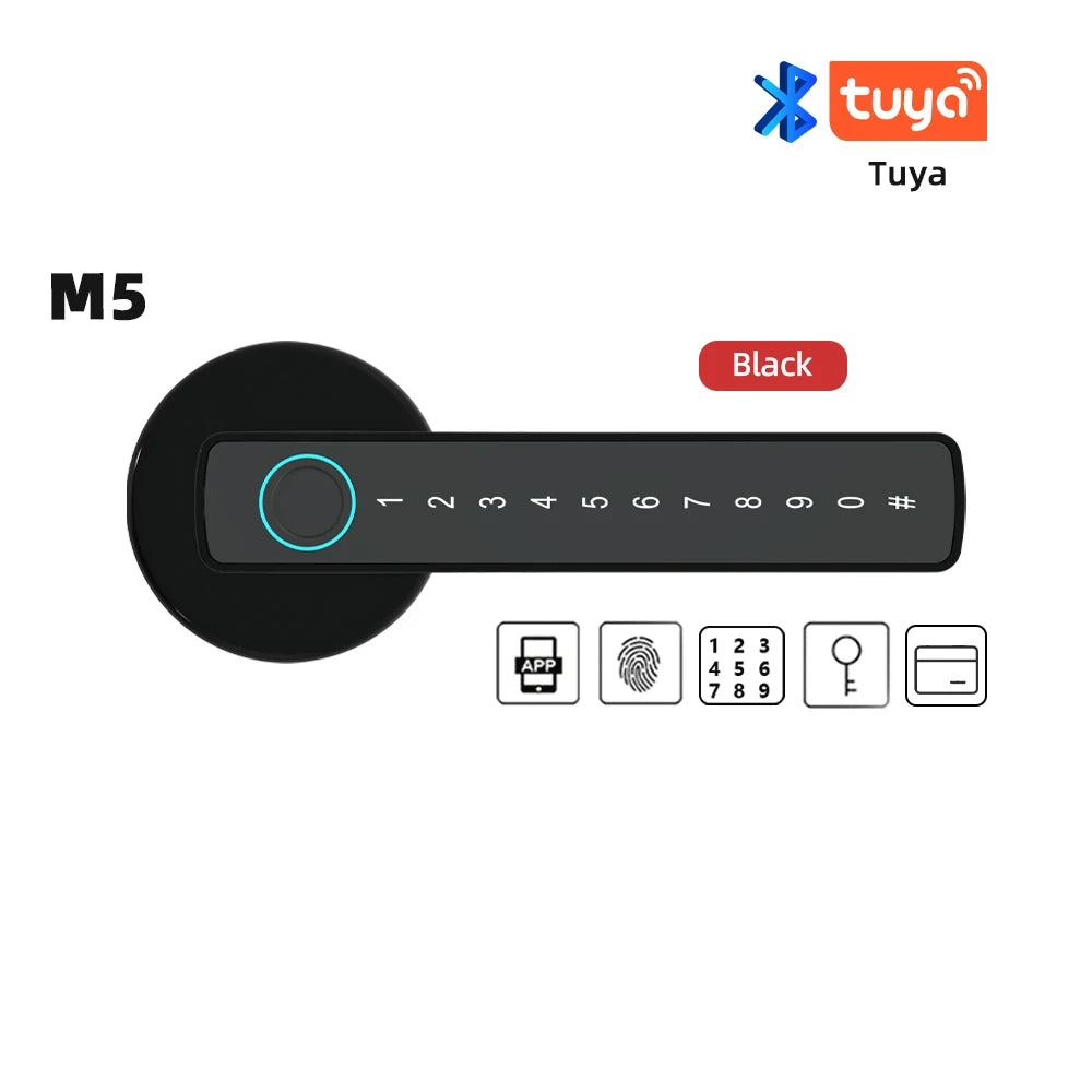 RAYKUBE M5 US Free Delivery Tuya BLE Smart Fingerprint Door Lock Electronic Lock with Password/Key/Card/Tuya APP Unlock