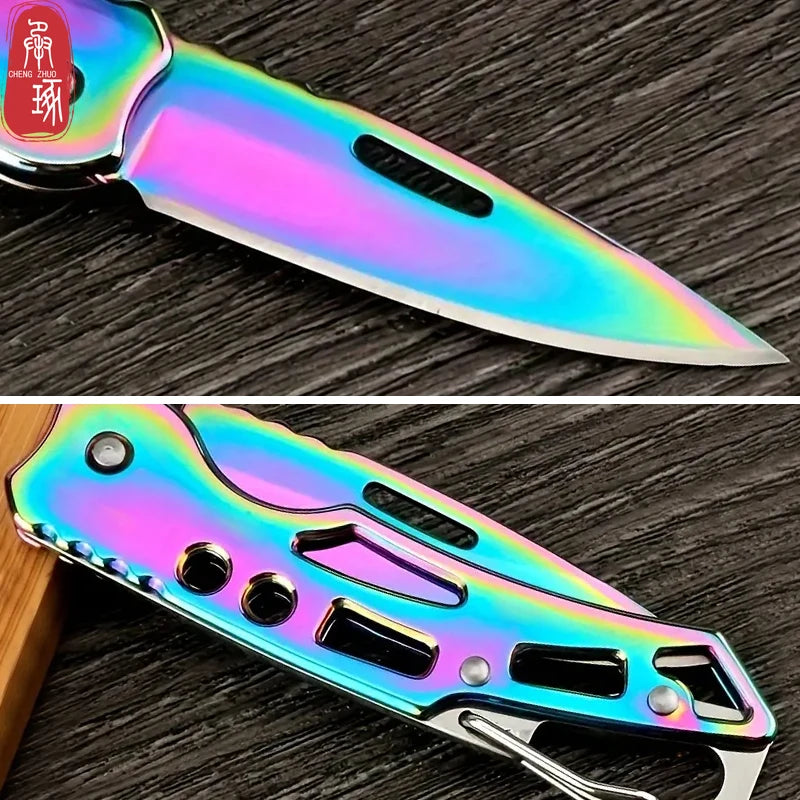 Folding Fruit Knife Stainless Steel Pocket Knife with Non-slip Handle Utility Knife Keychain Portable Knife Kitchen Accessories
