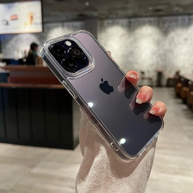 Transparent Shockproof Hard Acrylic Case For iPhone 15 14 13 12 Mini 11 Pro XS Max X XR 7 8 Plus SE 2 Soft Silicone Bumper Cover