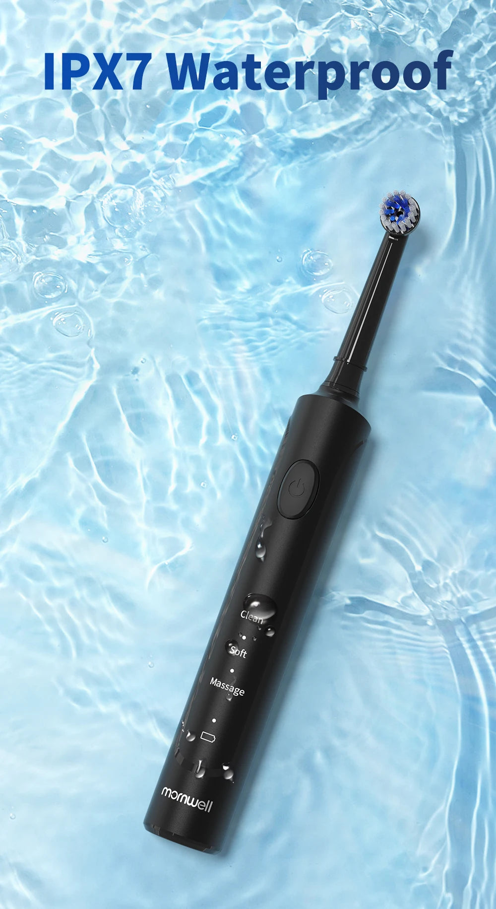Mornwell T37 Electric Toothbrush Rotation Clean Teeth Adult Teeth Brush Electric Tooth Brush With 4 Extra Replacement Heads