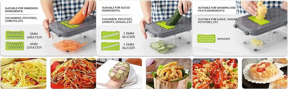 12/22 in 1 Multifunctional Vegetable Chopper Onion Grater Carrot Potato Shredder Fruit Slicer Garlic Chopper Kitchen Gadget Tool