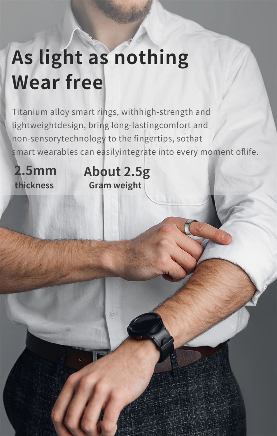 For Samsung Galaxy Smart Ring Men Blood Oxygen Sleep Monitoring GPS Motion Track IP68&5ATM Waterproof Smartring For Android IOS