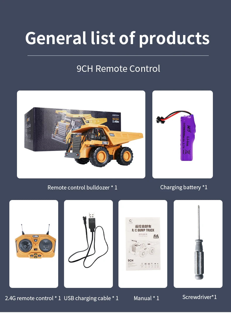 RC Excavator 1:20 Remote Control Truck 2.4G RC Crawler Engineering Vehicle Truck Radio Control Children\'s Day Back to School