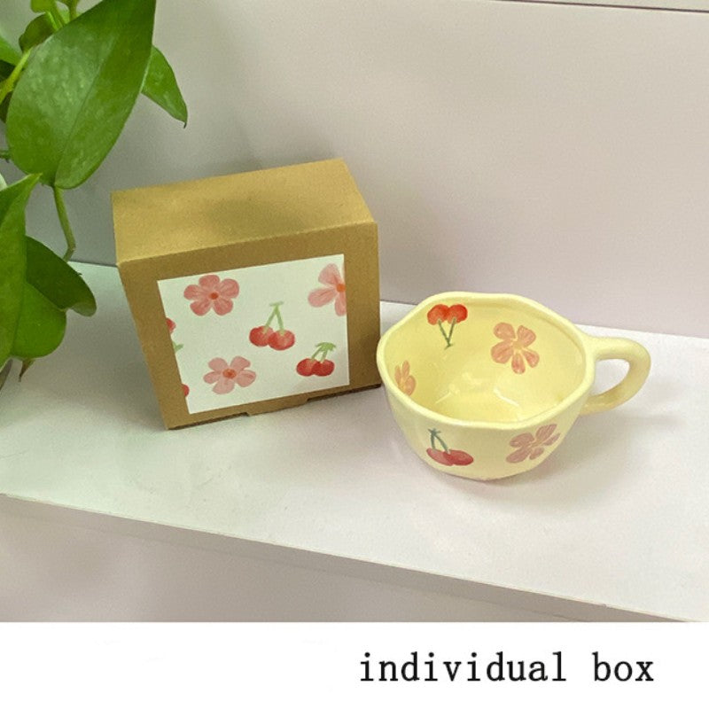 Ins Style Hand Kneading Special-Shaped Ceramic Coffee Cup Flower Creative Mug High Color Value Breakfast Cup Juice Cup Milk Cup
