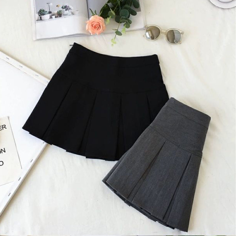 Fashion A Line Women Pleated Skirt High Waist Zipper Grey Student Mini Skirt JK Summer New 2023 Black Ladies Suit Skirt