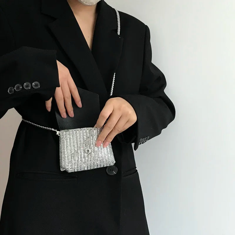 JIOMAY Mini Shoulder Bag for Women Designer Purses and Handbags Bling Rhinestone Clutch Bags Girls Chain Crossbody Bag Wholesale
