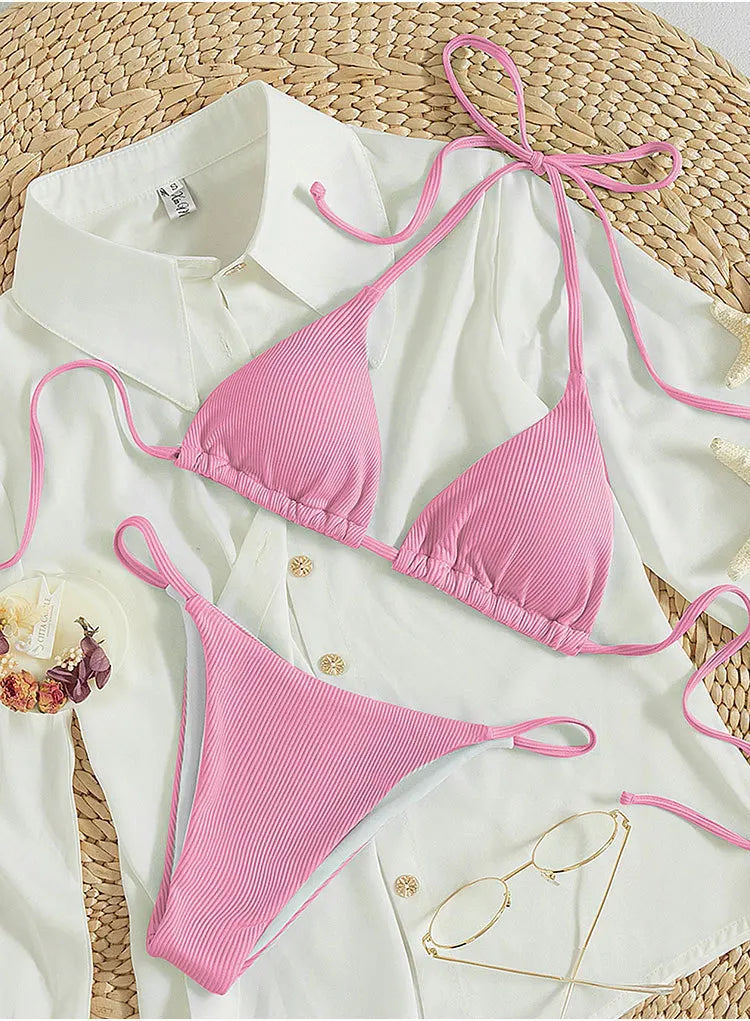 2025 New Bikini Set Pad Beach Triangle Swimwear Women XS-XL Maio Biquinis Swimsuit Tankini Femme Badpak Dames Mujer купальники