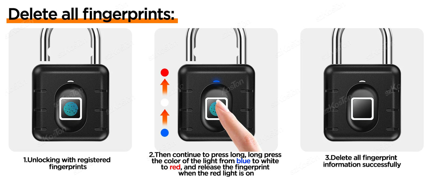 Smart Home Fingerprint Lock IP67 Waterproof Smart Lock Padlock Locker Anti-theft Security Protection Keyless Unlock for Luggage