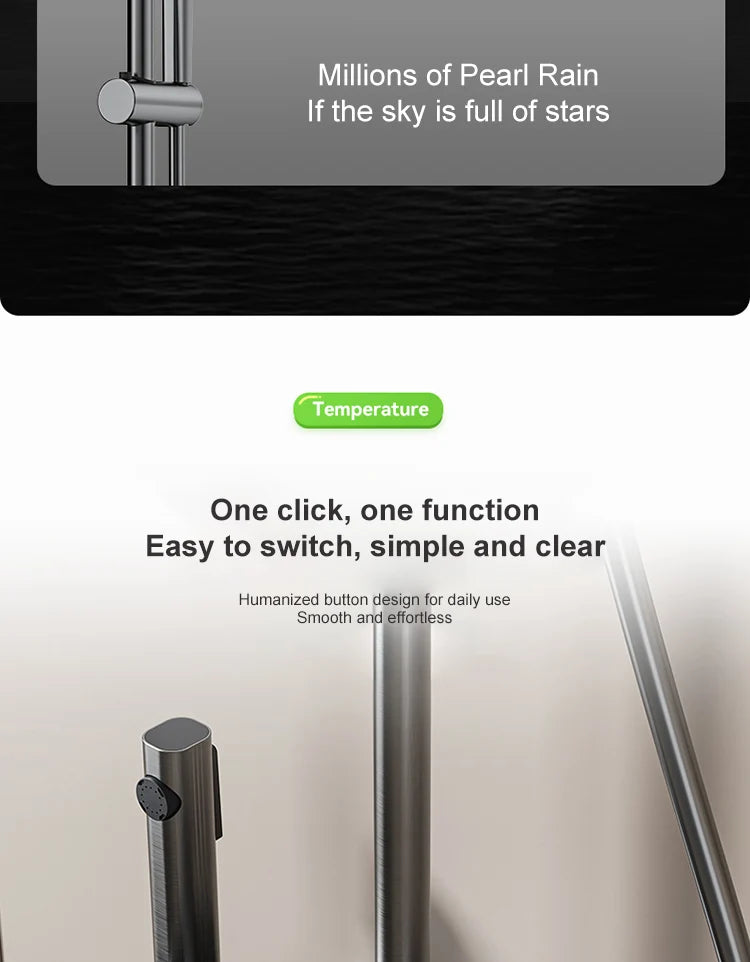 Bathroom Shower Full Set Gray Digital Display Shower System Set Piano Button With Ambient Light Faucets Shower Head