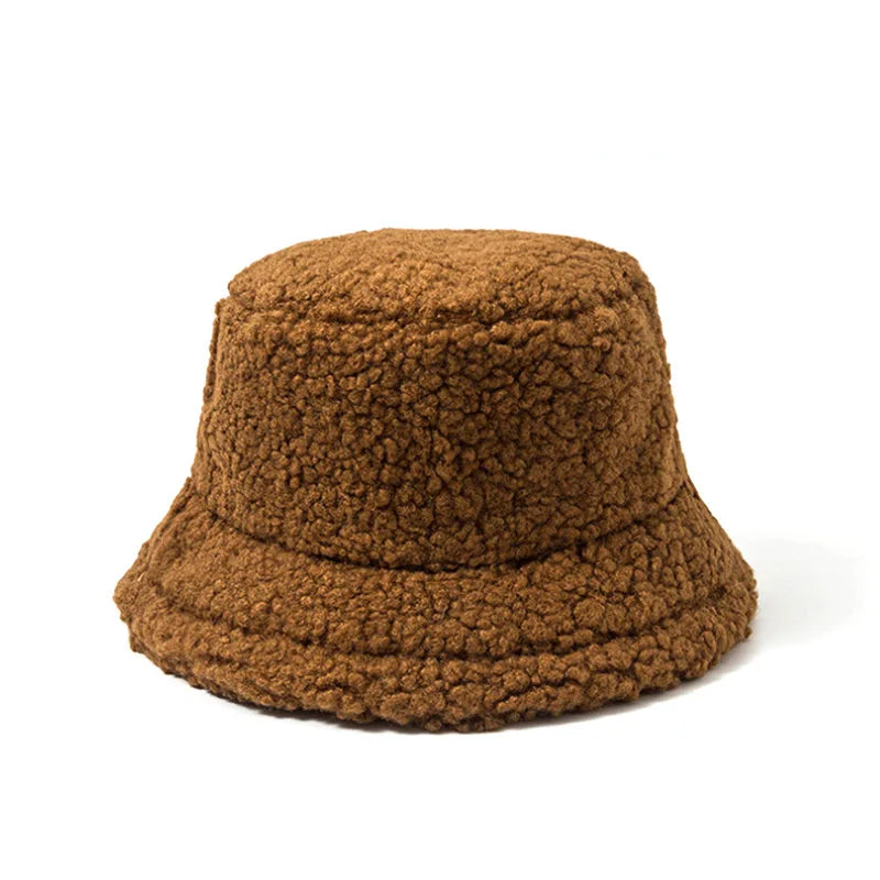 Lambswool Unisex Bucket Hats For Women Men Winter Outdoor Sun Visor Panama Fisherman Cap Letter Embroidered Wholesale Chapeau