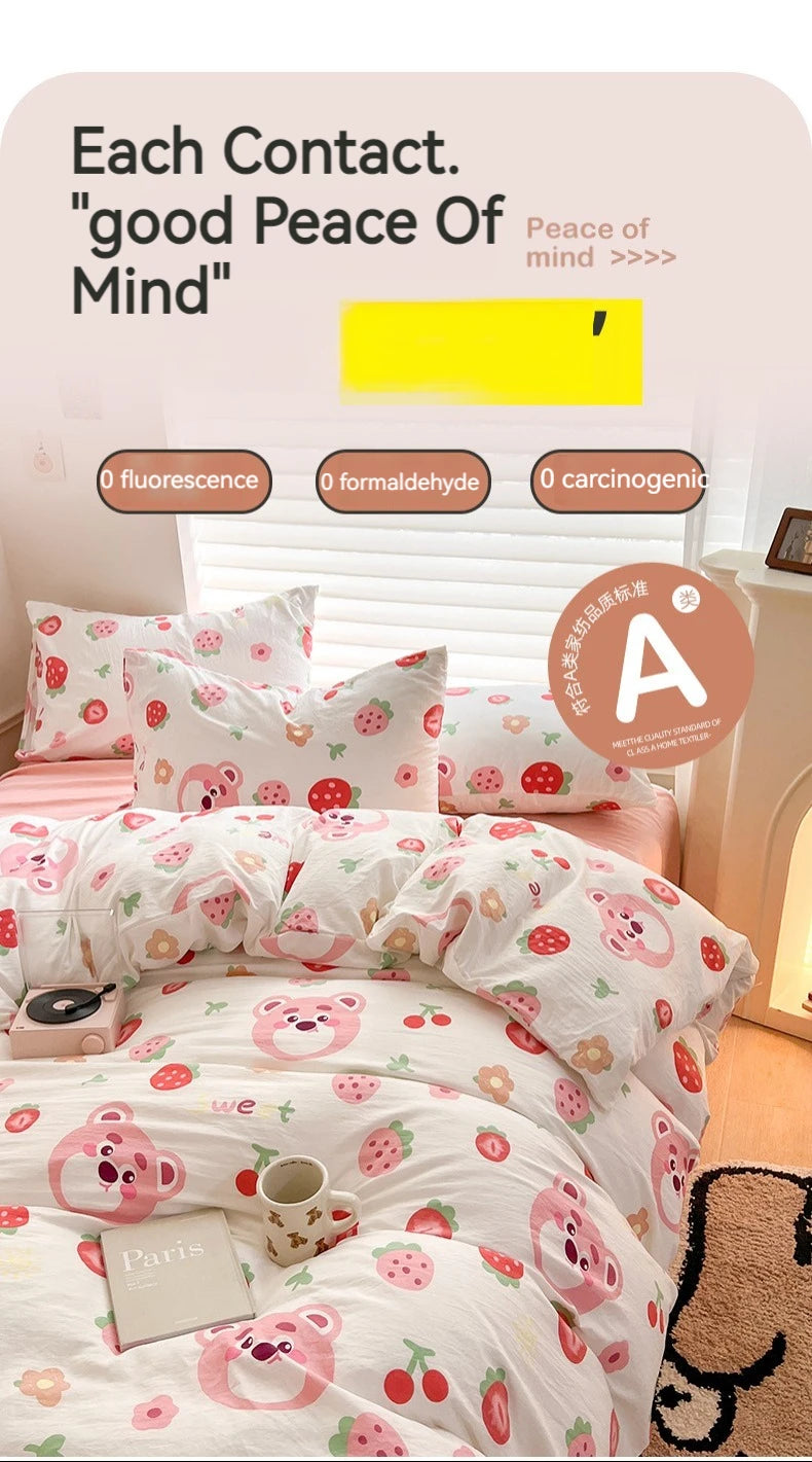 Ins Simple Flower Bed LinenTwin Full Queen King Size Bed Sheets Set Adults Kids Floral Bed Comforter Sets Bed Duvets Kawaii