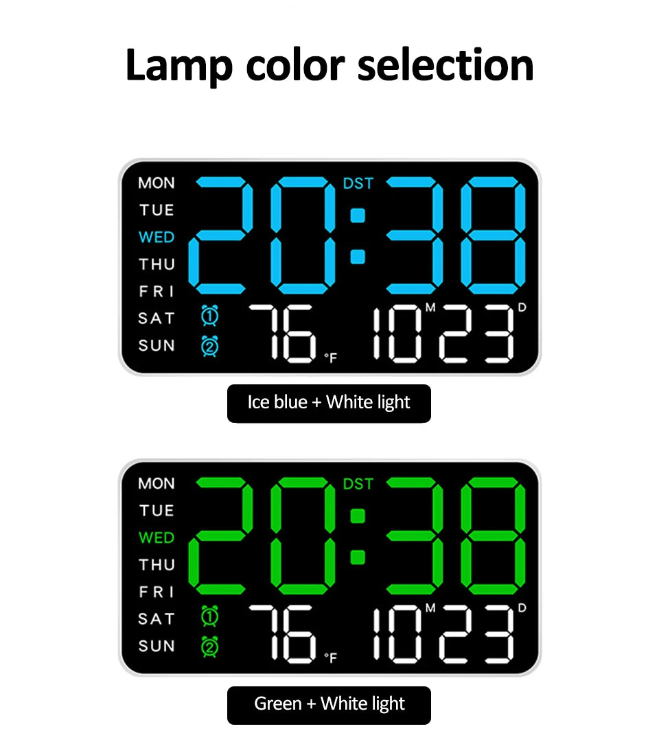 Voice Control Alarm Clock USB Powered LED Digital Clocks Temp Date Week Display 12/24H DST Brightness Adjustment 2-Alarms Clocks