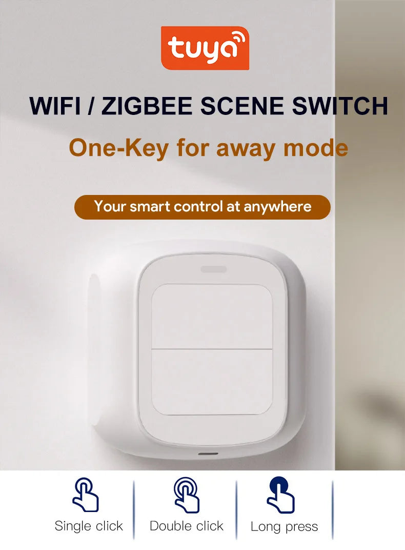 Tuya WiFi ZigBee 2 Gang Wireless 6 Scene Switch Push Button Smart Life APP Wireless Remote Control Automation Scenar Wall Switch