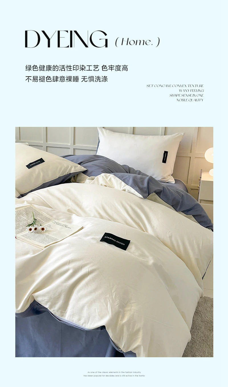 White Bedding Comforter Set with Pillowcase bed sheet Single Full Size Bed Linen Duvet Cover Set Queen/King Double Single Bed