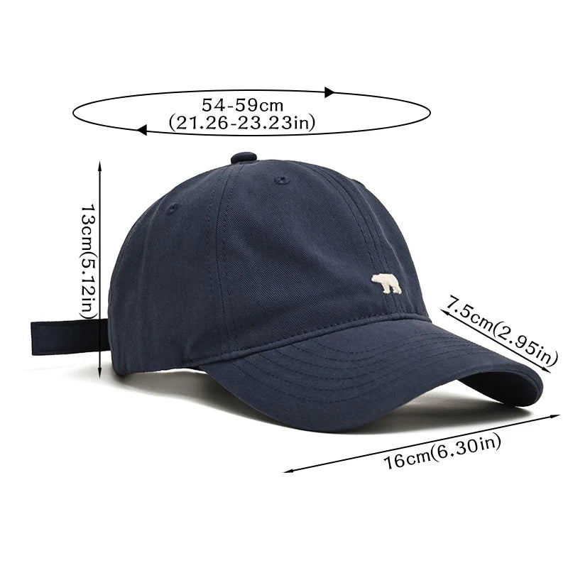 Polar Bear Embroidery Baseball Cap For Men Women Cotton Adjustable Snapback Bonnet Fashion Casual Sun Visors Unisex Peaked Hat