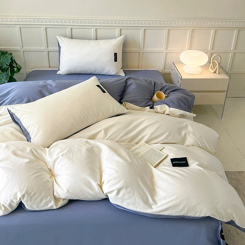 White Bedding Comforter Set with Pillowcase bed sheet Single Full Size Bed Linen Duvet Cover Set Queen/King Double Single Bed