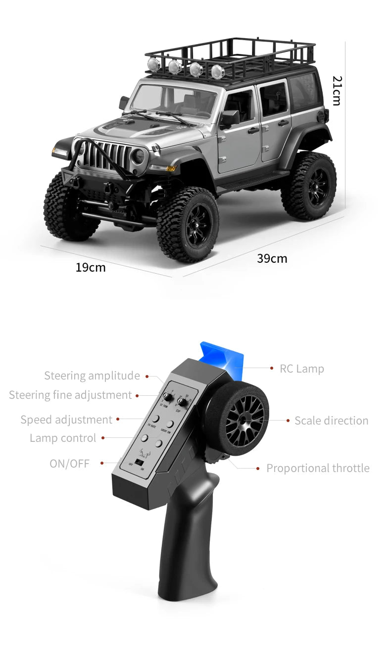 RC Crawler 4x4 Car MN128 2.4G Climbing Buggy Professional with LED Light Full Scale Remote Control Cars Toys for Boys Gift