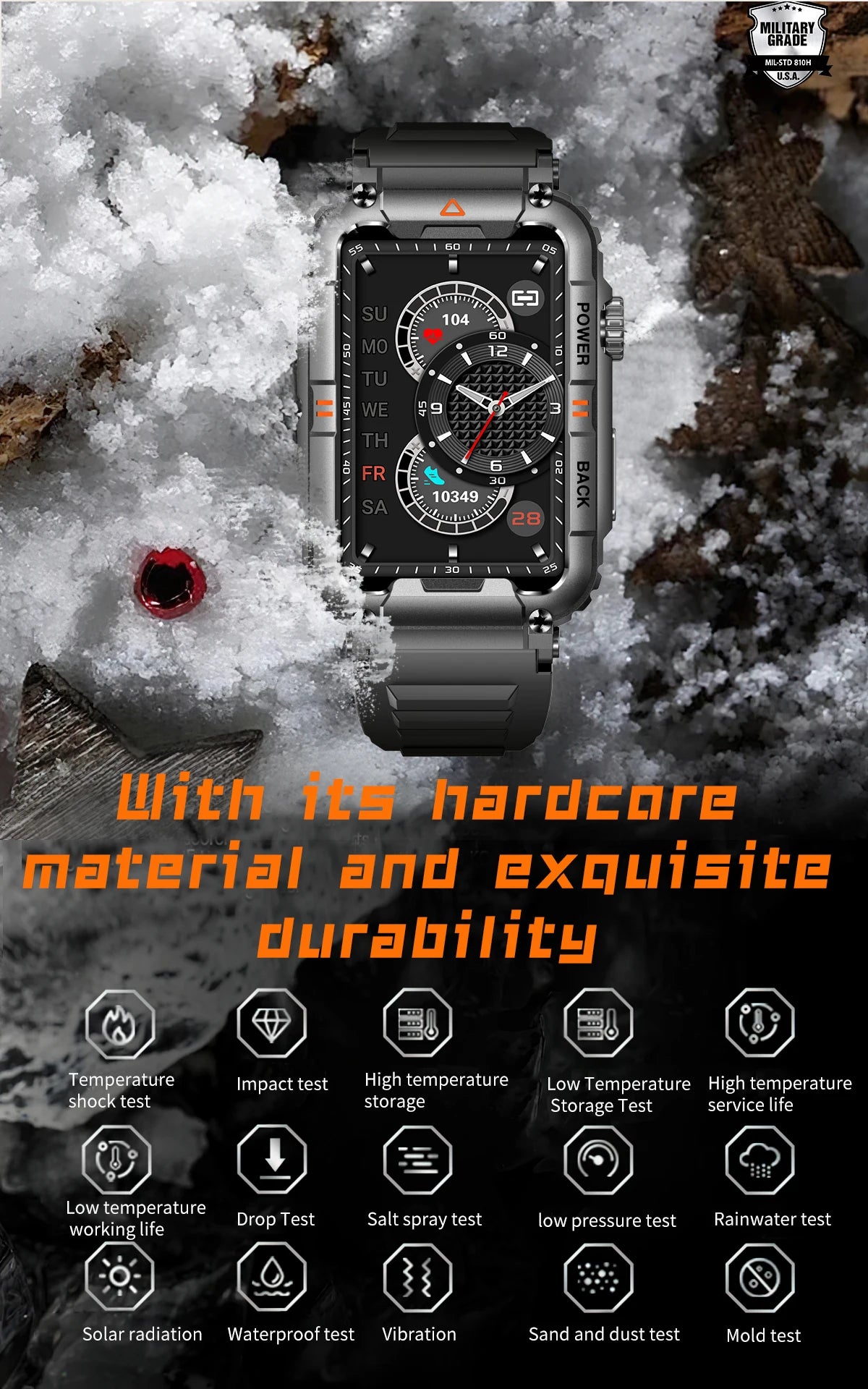 EIGIIS New Military Smart Watch 100+ Sports Modes Health Monitor Bluetooth Call IP67 Waterproof Men Women For IOS Android KR88