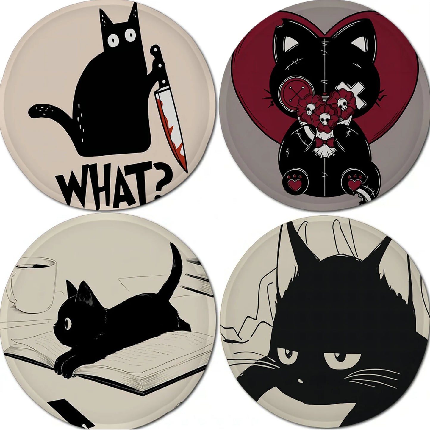 Black Cat Tie Rope Dining Chair Cushion Circular Decoration Seat For Office Desk Cushions Home Decor