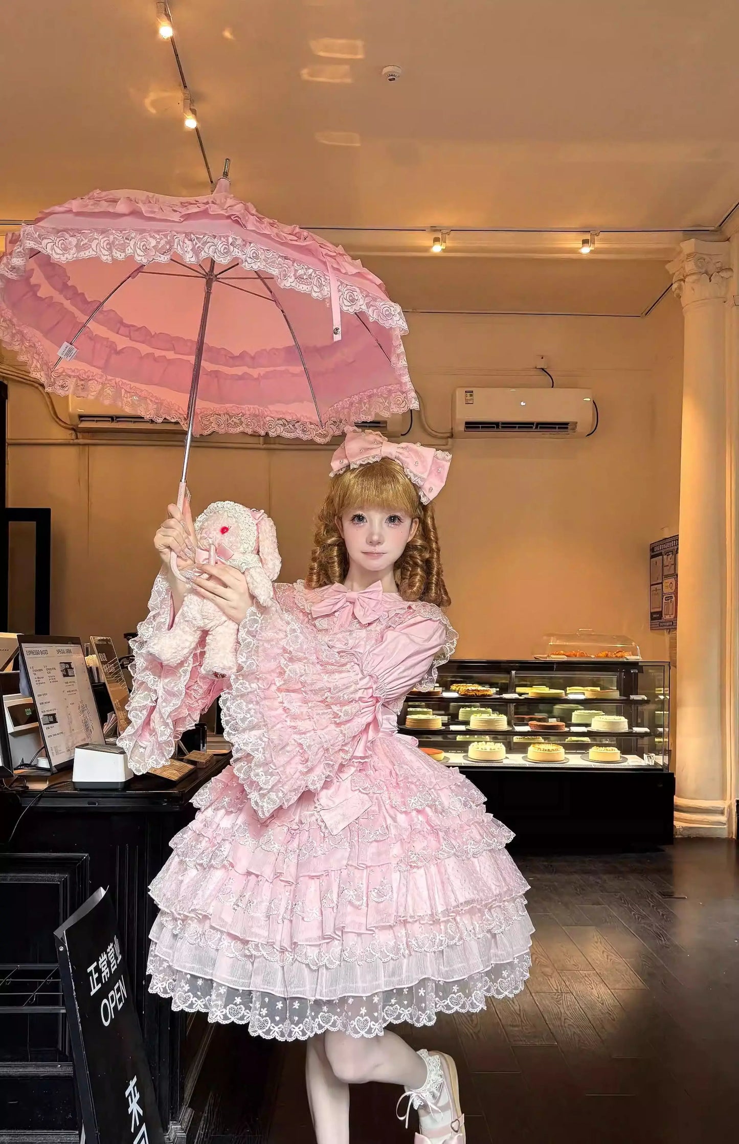 Original Design Lolita Jsk Suspender Dress Sweet Girl Women's Long Sleeve Inner Shirt Cute Princess Sling Cake Dress with Cape