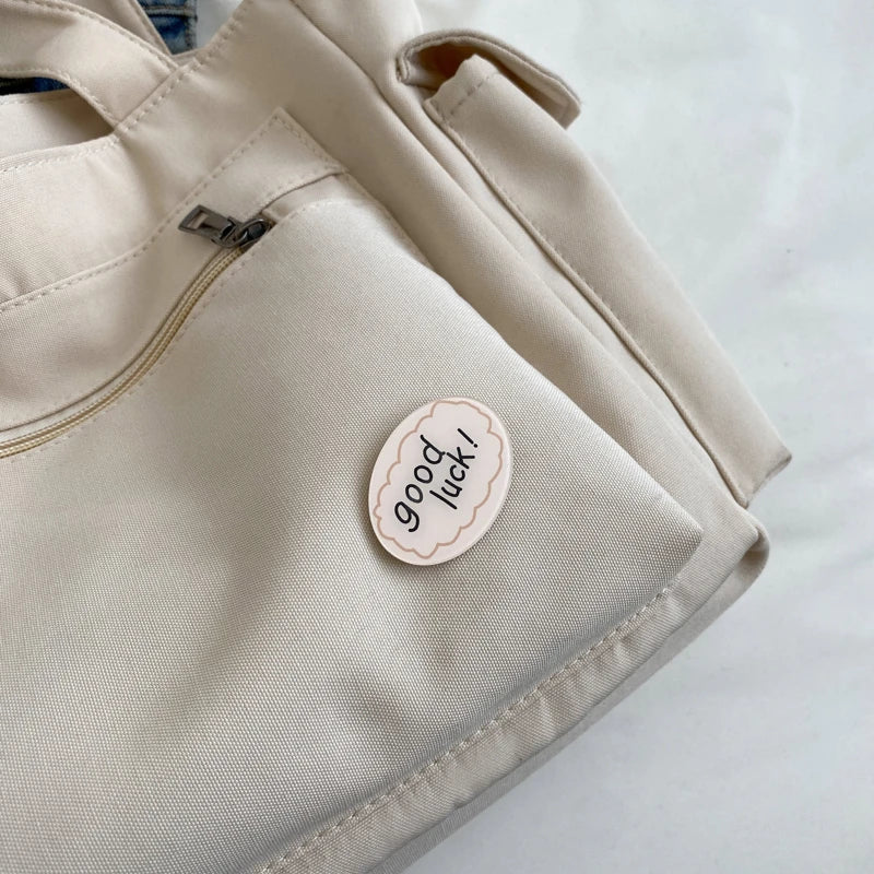 Lightweight Canvas Shoulder Bags For Women Ladies Handbags Multi Pockets Pure Color Travelling Shopper Totes