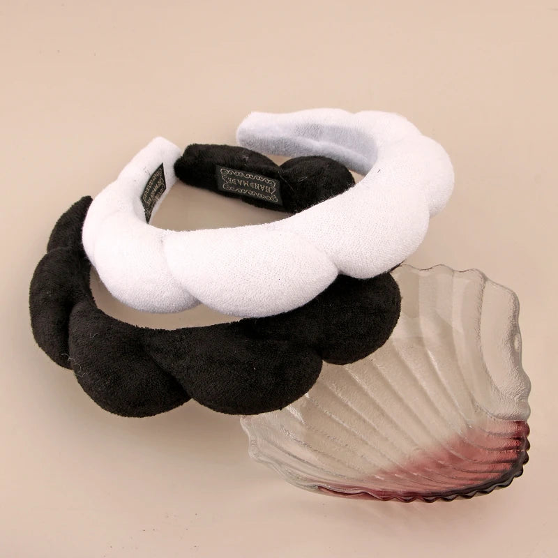 2024 Fashion Sponge Headband for Women Girls Puffy Hair Band Makeup Bubble Retro Terry Cloth Headbands Hair Accessories Headwear