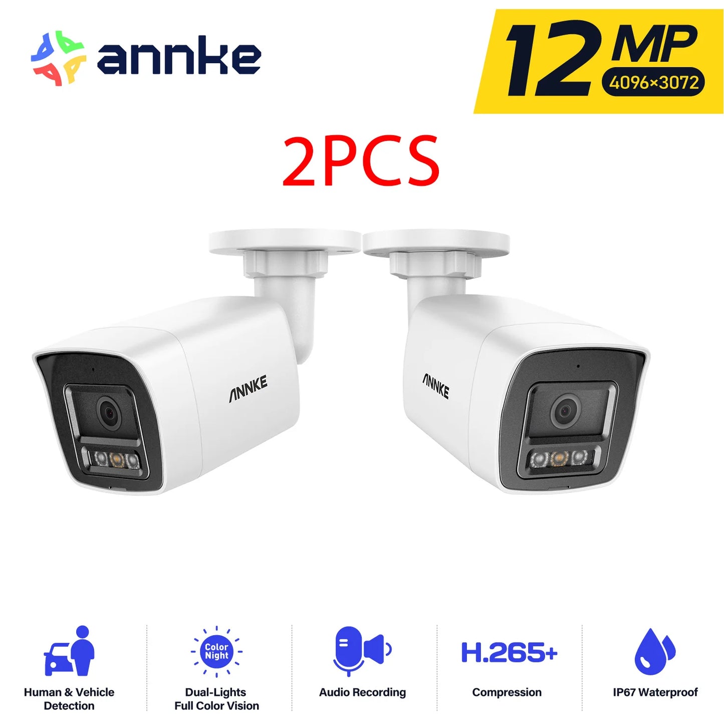 ANNKE 12MP PoE IP Camera Smart Dual Light Network Built-in Mic Surveillance Security Cameras Smart Home Advanced Detection
