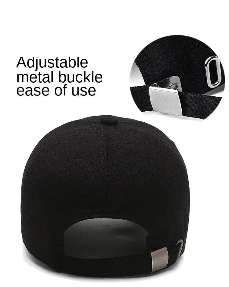 Men's Hat 2024 Autumn and winter Male Baseball Cap Casual Golf Trucker Dad Hat Outdoor Black Solid Color Windproof Adjustable Sn