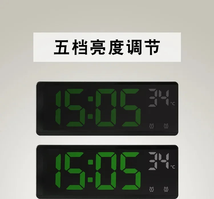 Voice Control Digital Alarm Clock Temperature Dual Alarm Snooze Desktop Table Clock Night Mode 12/24H LED Clock Watch Desk