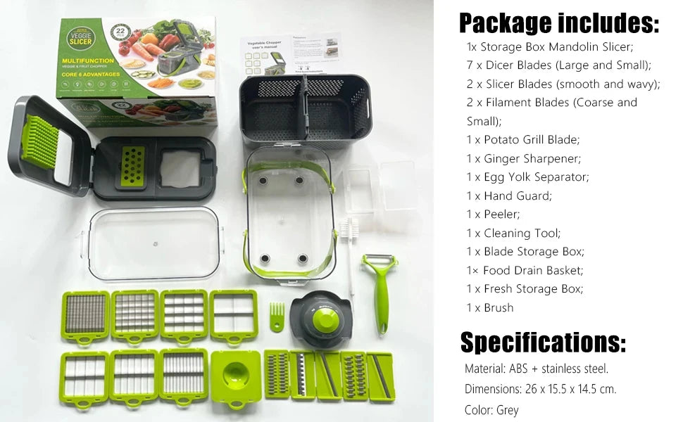 12/22 in 1 Multifunctional Vegetable Chopper Onion Grater Carrot Potato Shredder Fruit Slicer Garlic Chopper Kitchen Gadget Tool