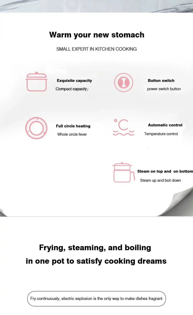 Multifunctional Mini Electric Rice Cooker Portable Non-stick Cookware Multicooker for Home and Kitchen Appliances Pots Offers