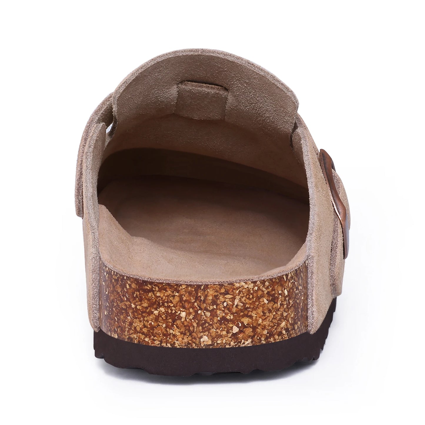 Kidmi Women Cork Suede Mules Slippers Outdoor Antiskid Beach Slippers Classic Cork Footbed Women Sandals With Adjustable Buckle