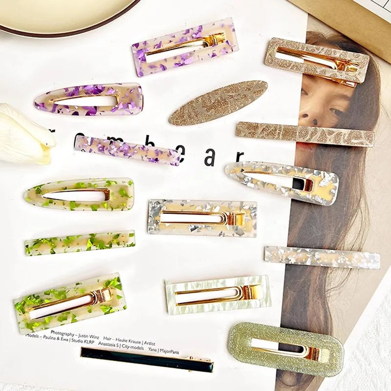 3pcs/set New Acrylic Geometric Hairpins For Women Girls Sweet Hair Clips Metal Barrettes Hairgrip Fashion Hair Accessories
