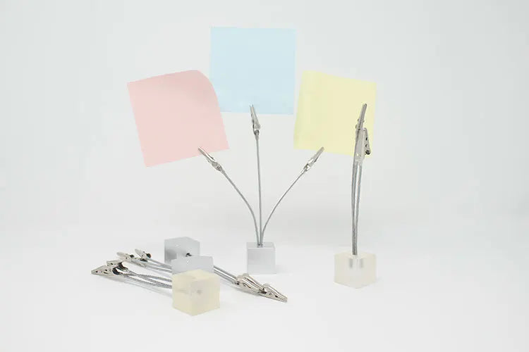 3 Wire Memo Holder Cube Picture Note card Clip Desk Paper Photo Holders Alligator Clamp Table Stand Place Office Business