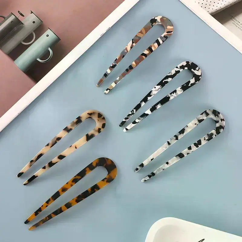Fashion Acetate Hair Sticks for Women Shell HairClip Hair Pins U Shape Girls Hairpins HairBun Maker Wedding Hair Accessories