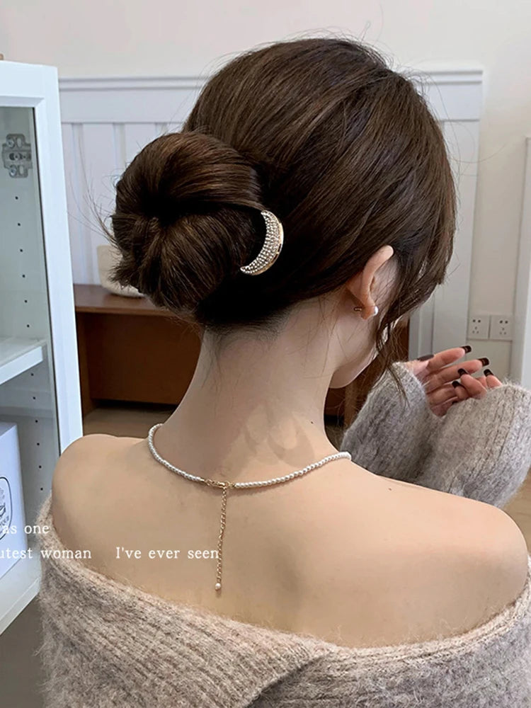 New Pearl Hairpins Korean U-shaped Metal Shell Hair Clip Pins Women Girls Hair Sticks Bun Maker Hair Styling Accessories Gifts
