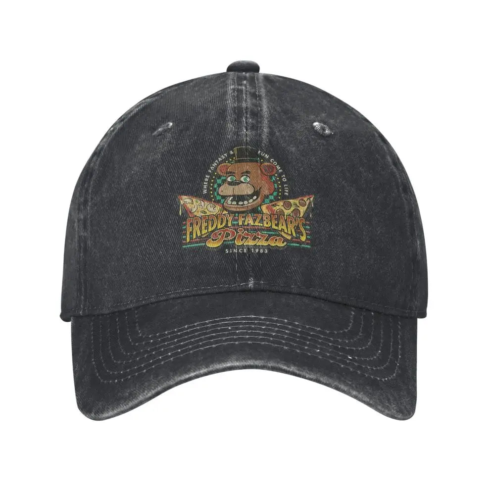 Pizza 1983 FNAF-Freddyy Five-Nights Men Women Baseball Cap Bear Gamer Halloween Distressed Cotton Hats Vintage Headwear