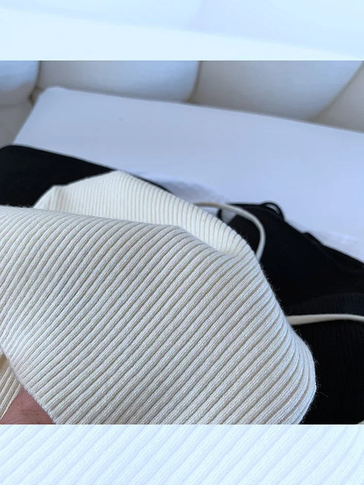 Women Crop Sweater Sexy Off Shoulder Slim Knitted Sweaters Long Sleeve Halter Knit Top Y2k Fashion Pullover Korean Streetwear