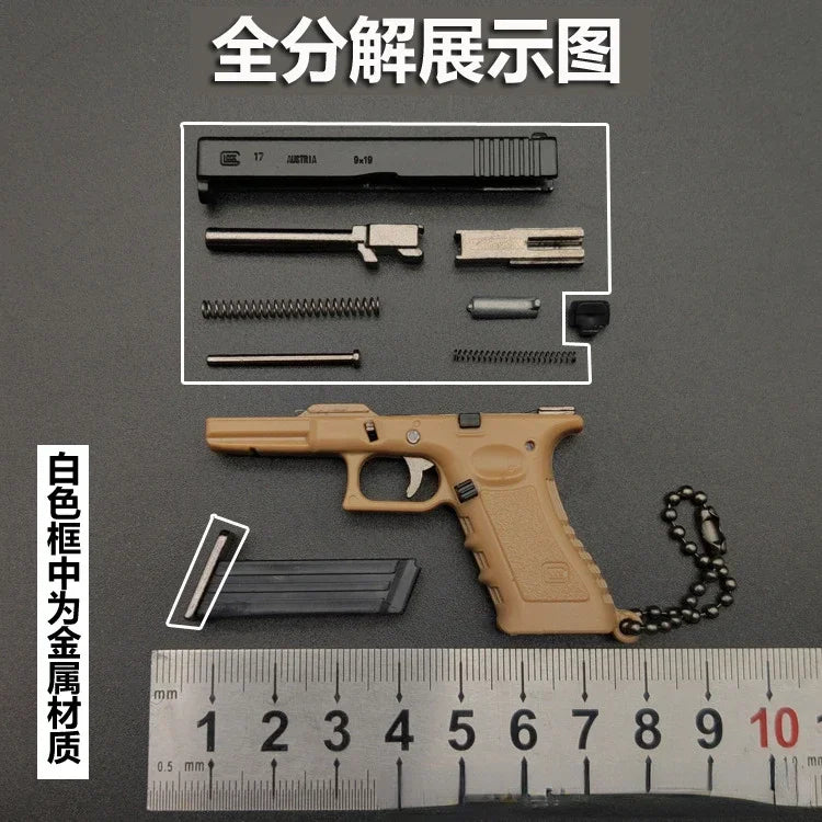 1:3 Mini Pistol Model Metal G17 Detachable DIY Semi-alloy Keychain Toy Gun Pendant Ornaments Children's Toy