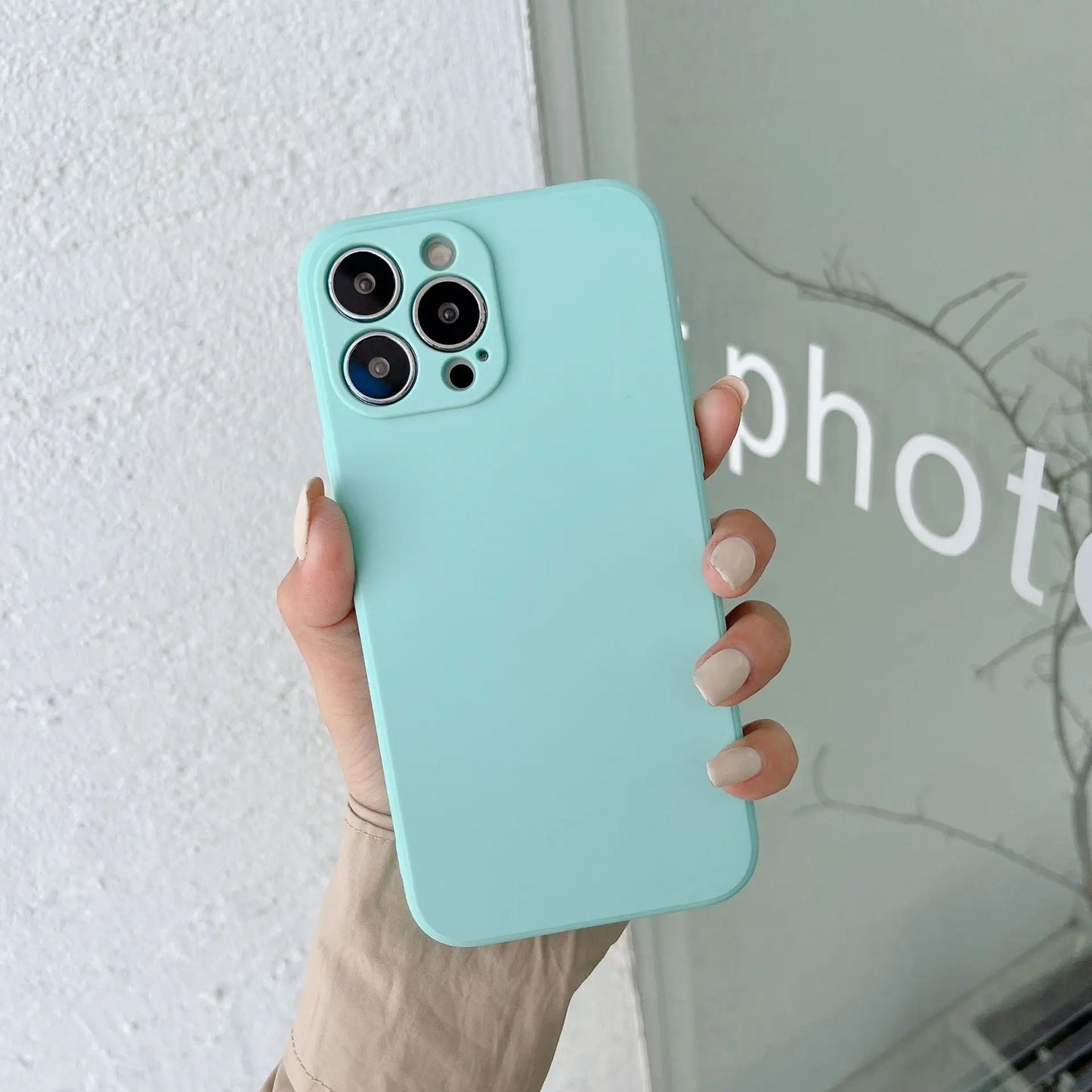 Original Square Liquid Silicone Phone Case For iPhone 16 15 14 13 11 12 Pro Max Mini X XS 7 8 Plus SE 2020 Shockproof Back Cover