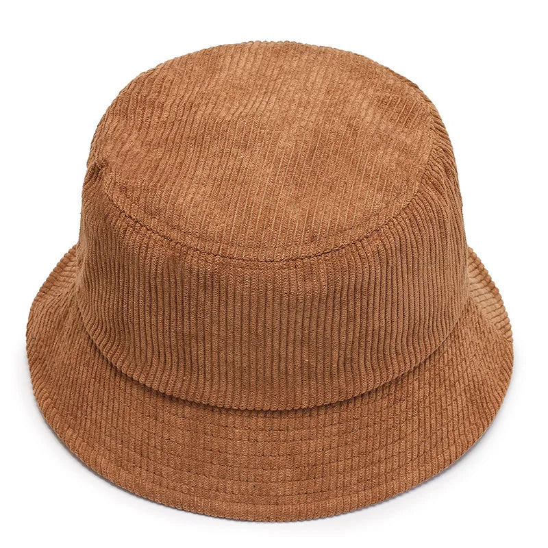 Unisex Bucket Hat Smile Embroidery Women Cotton Corduroy Double-Sided Bob Hip Hop Hat Four Season Panama Beach Fishing Sun Caps